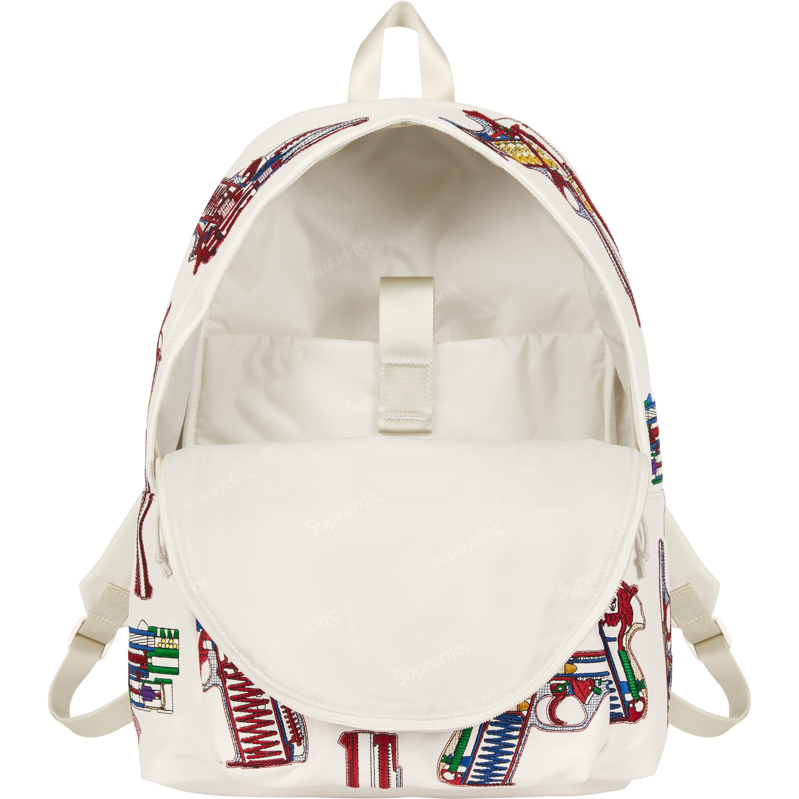 Guns Embroidered Leather Backpack view 4